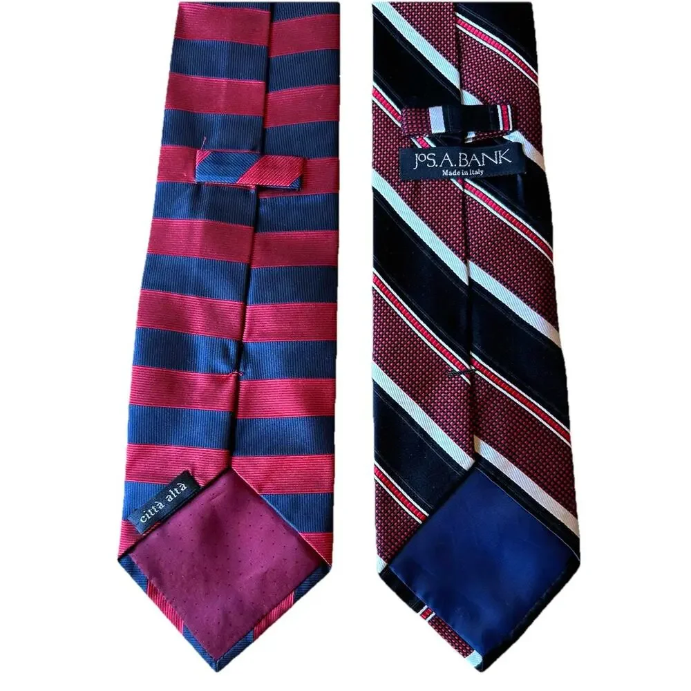 2 VTG striped Ties Jos A Bank ITALY Ivy League Academia Classic business Preppy